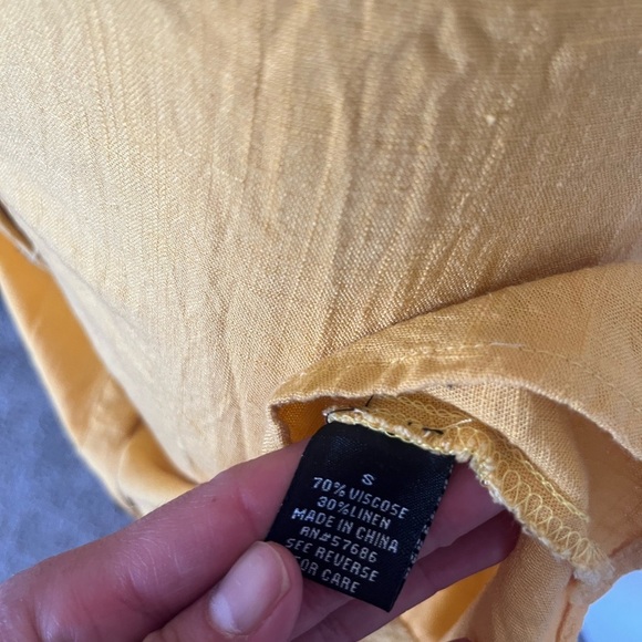 Linen Blend Yellow Midi Sundress with Off-shoulder Flutter Cap Sleeves - Picture 2 of 3